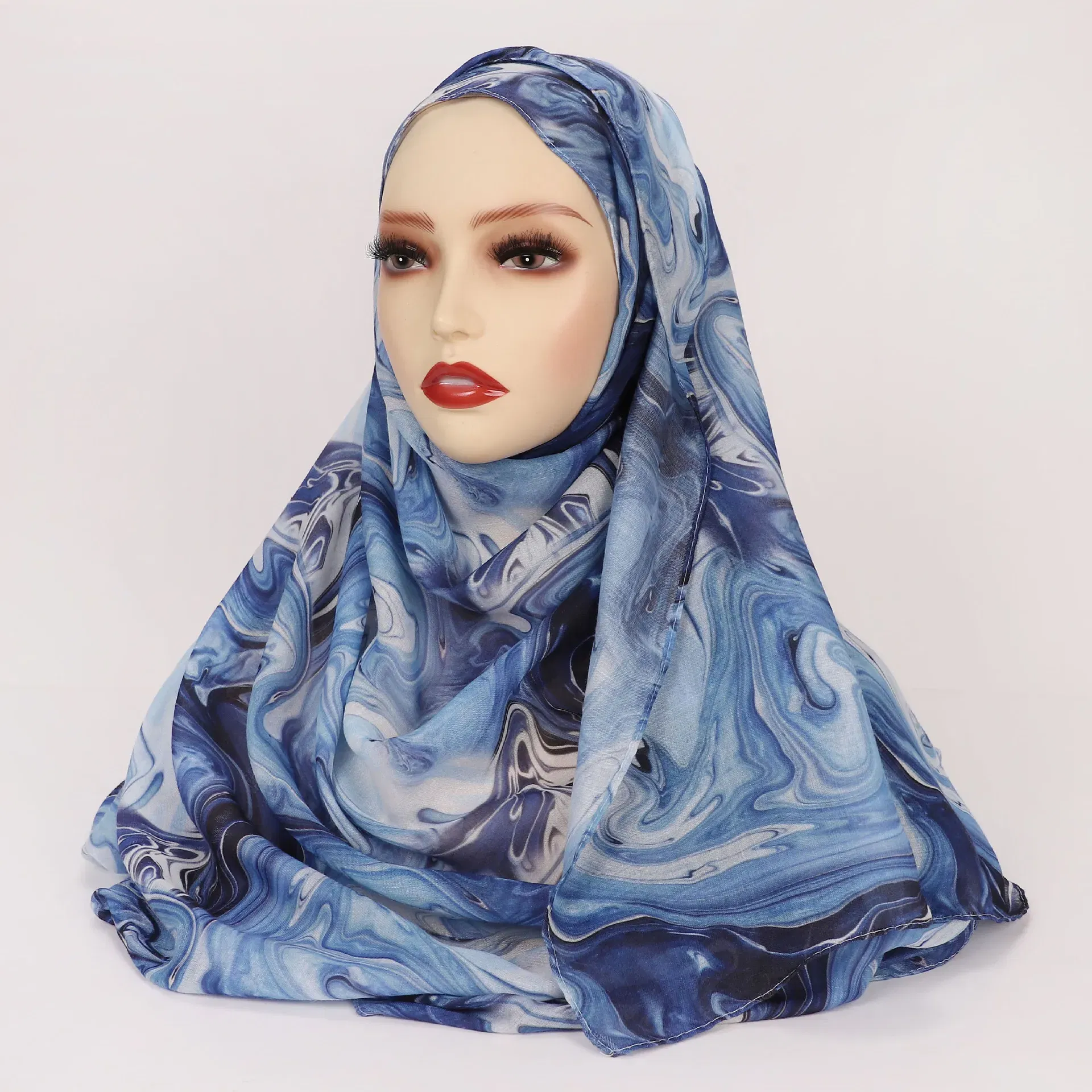 Color: red brown - 1Pcs Ramadan Hijab Leopard Print Women Bohemian Watercolor Soft Muslim Hijabs Floral Breathable Shawl Wrap Scarf Headscarf Warm