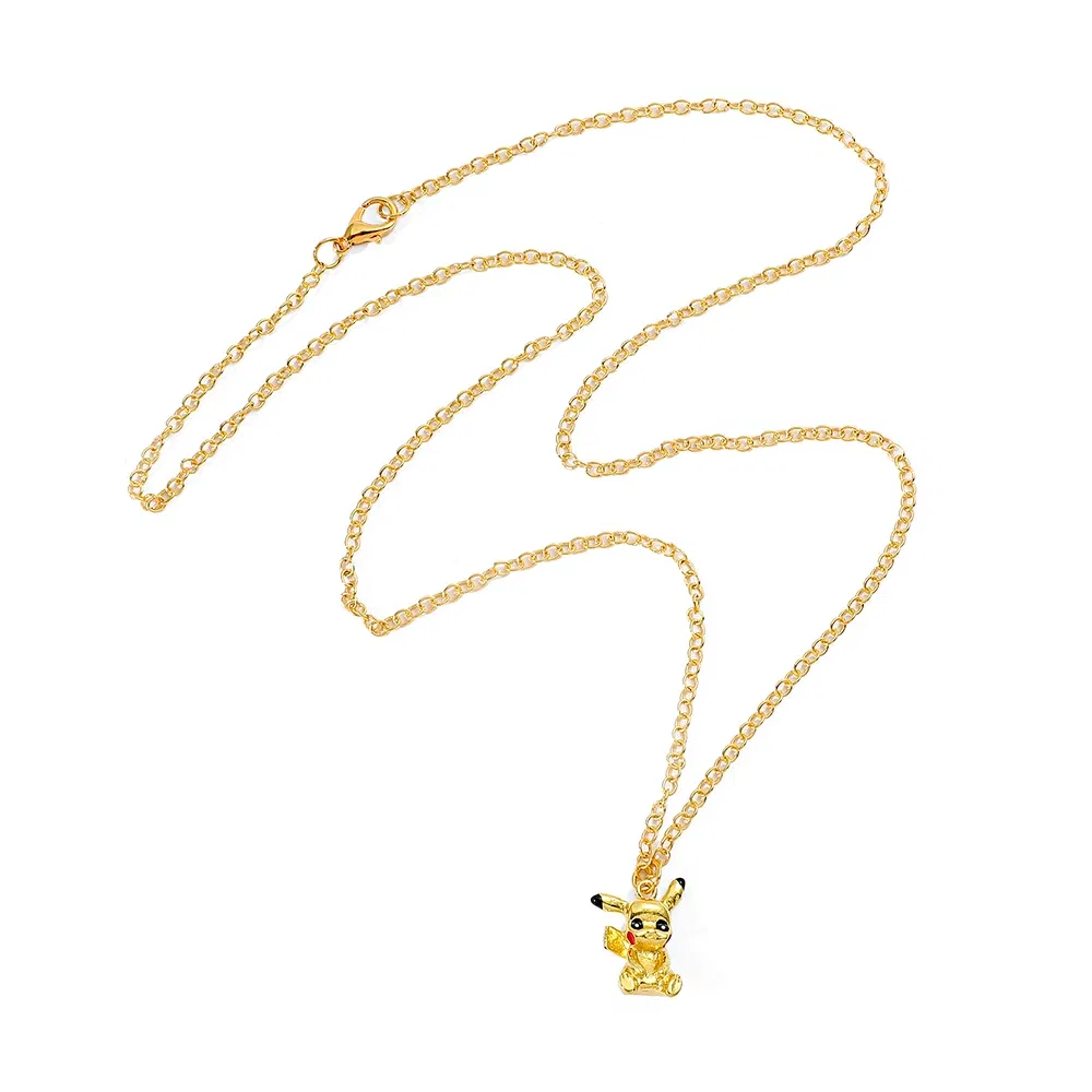 Cartoon Anime Pokemon Metal Necklace Kawaii Gold Colour Pikachu Charms Pendant Necklace for Fans Jewelry Accessories Gifts