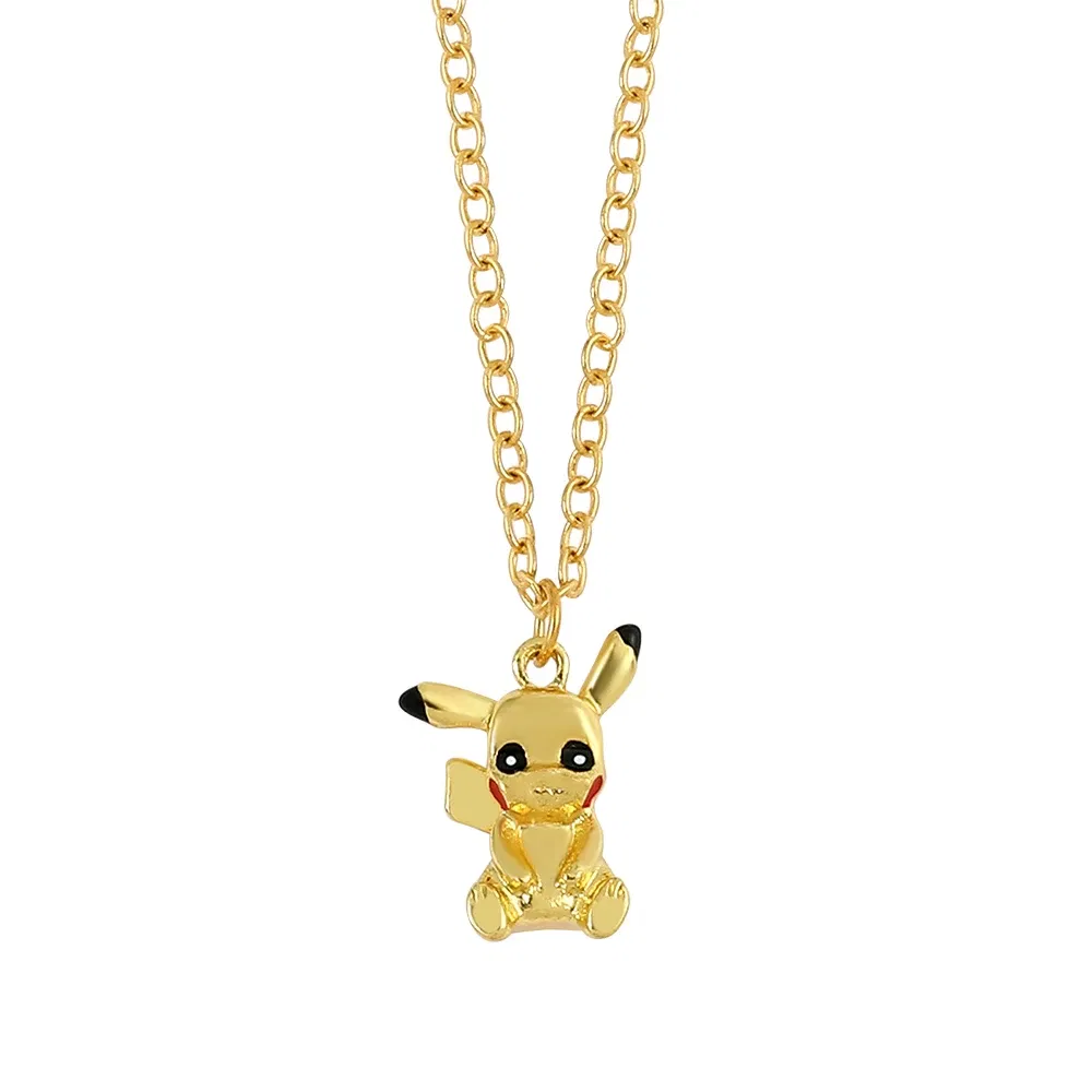 Cartoon Anime Pokemon Metal Necklace Kawaii Gold Colour Pikachu Charms Pendant Necklace for Fans Jewelry Accessories Gifts