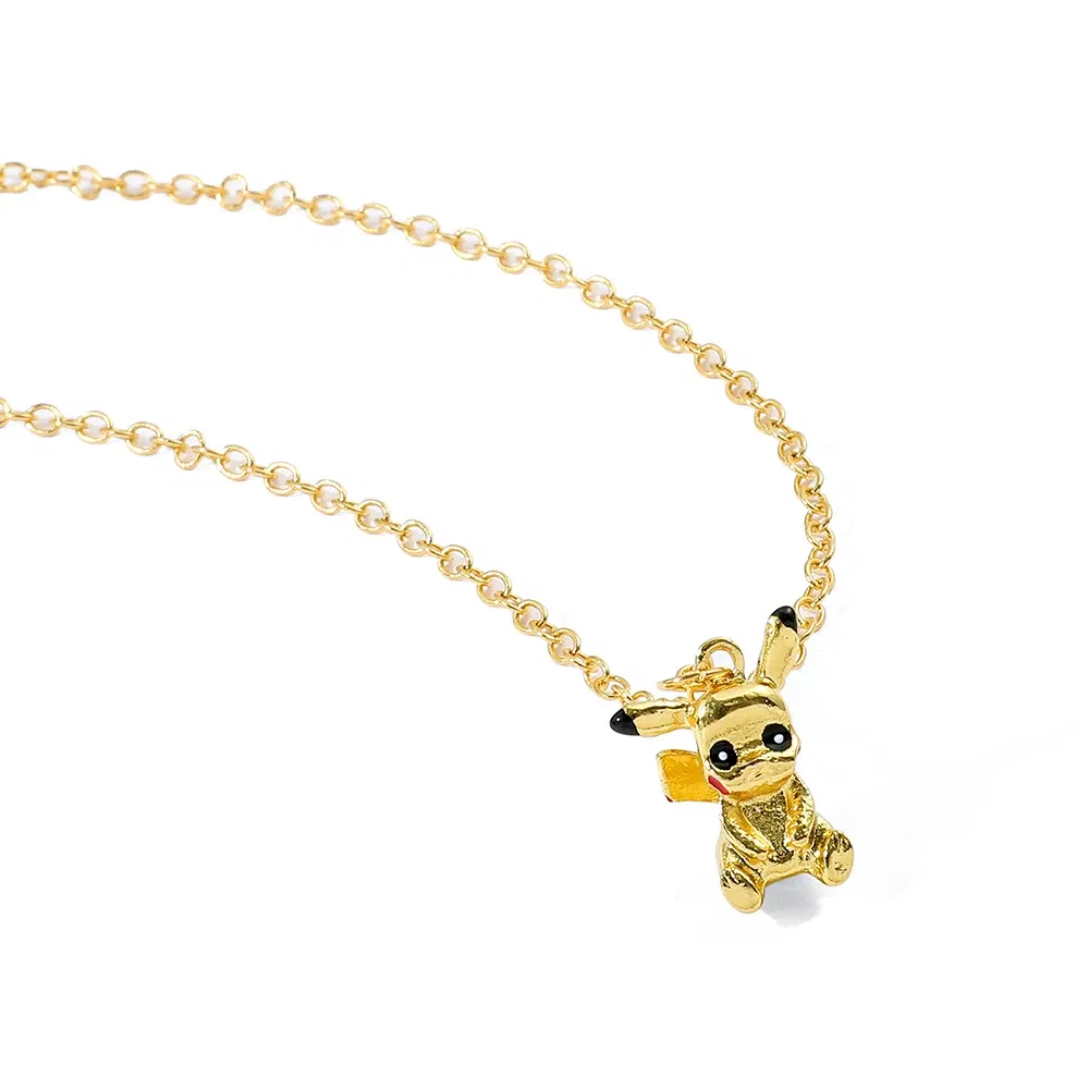 Cartoon Anime Pokemon Metal Necklace Kawaii Gold Colour Pikachu Charms Pendant Necklace for Fans Jewelry Accessories Gifts