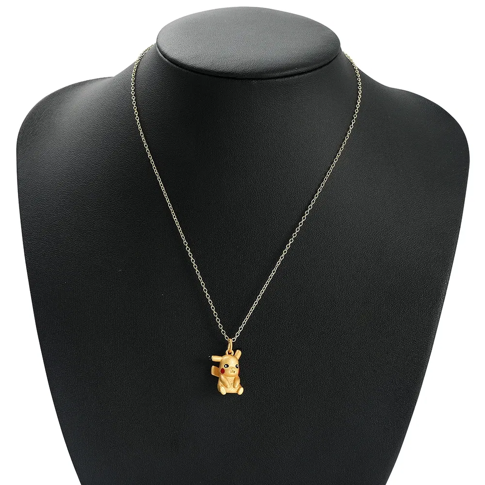 Cartoon Anime Pokemon Metal Necklace Kawaii Gold Colour Pikachu Charms Pendant Necklace for Fans Jewelry Accessories Gifts