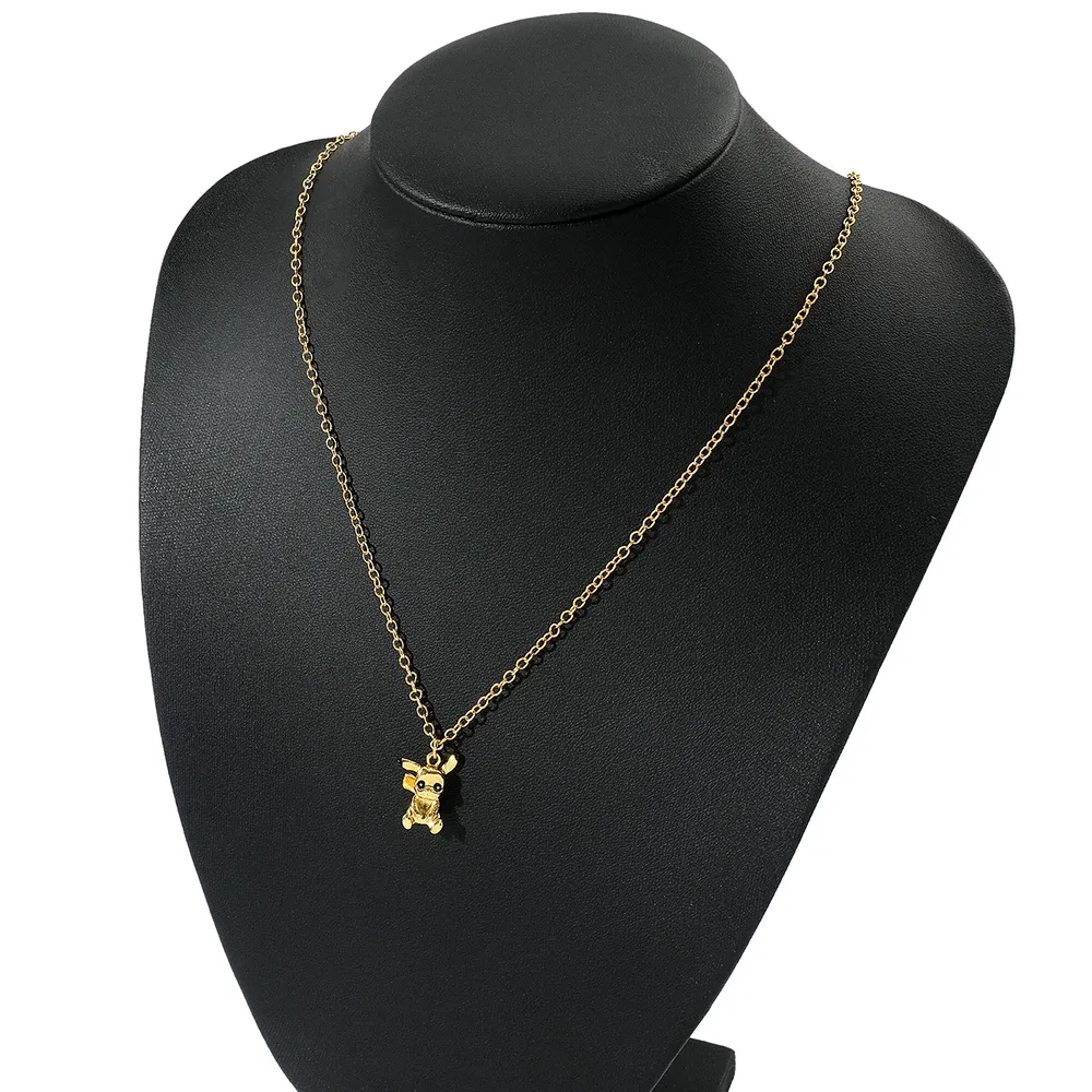 Cartoon Anime Pokemon Metal Necklace Kawaii Gold Colour Pikachu Charms Pendant Necklace for Fans Jewelry Accessories Gifts