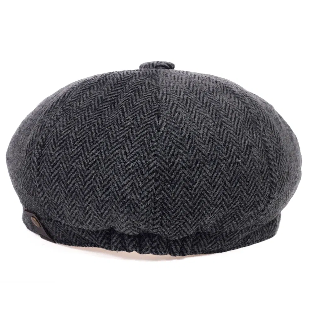Color: GRAY, Hat Size: One Size - Fashion Wool Newsboy Caps Men Herringbone Flat Caps Women Coffee British Gatsby Caps Autumn Winter warm Woolen Hats gorras
