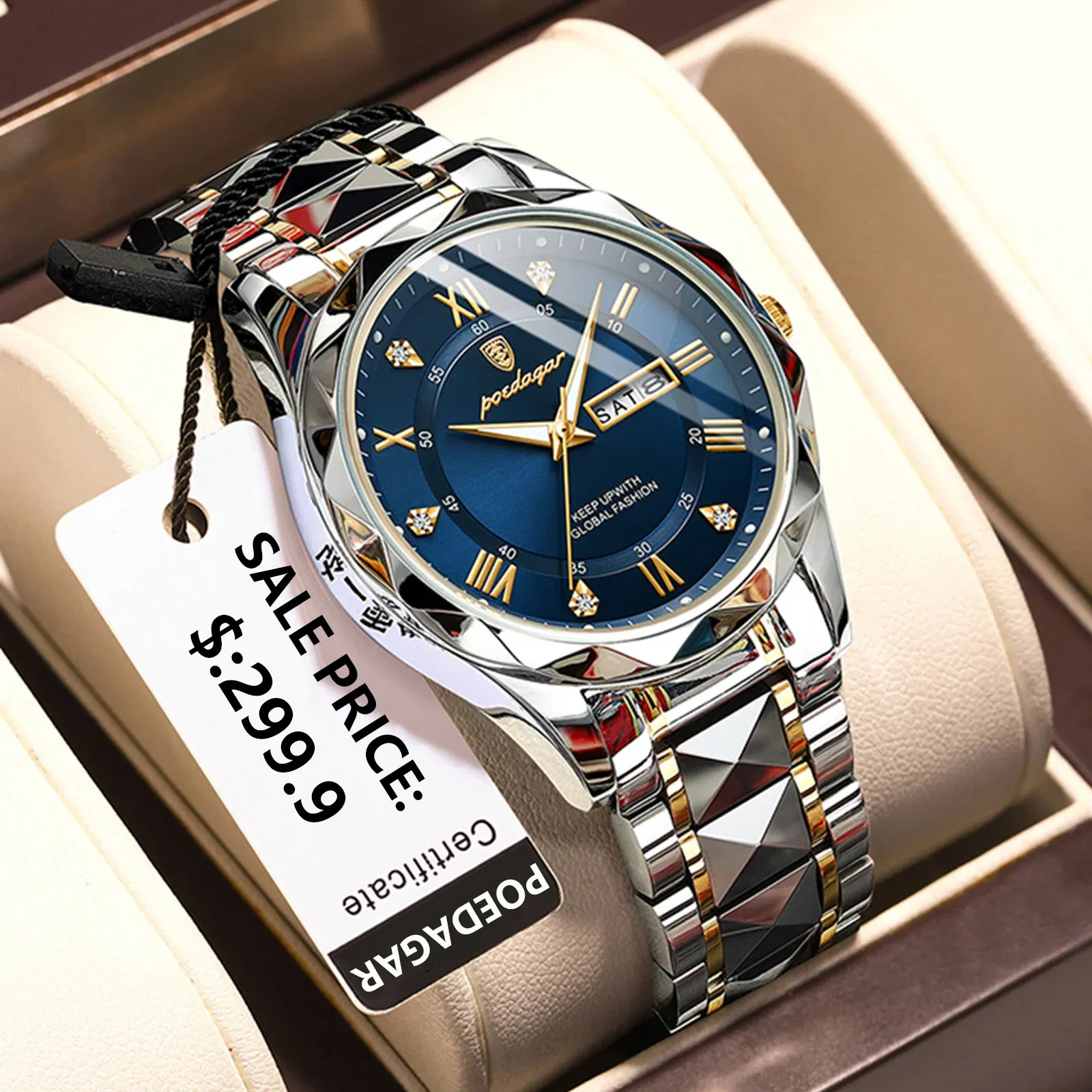 Color: Silver - POEDAGAR Top Luxury Men Quartz Watch For Men Sports Waterproof Luminous Stainless Steel Date Week Men's Watches Male Clock reloj