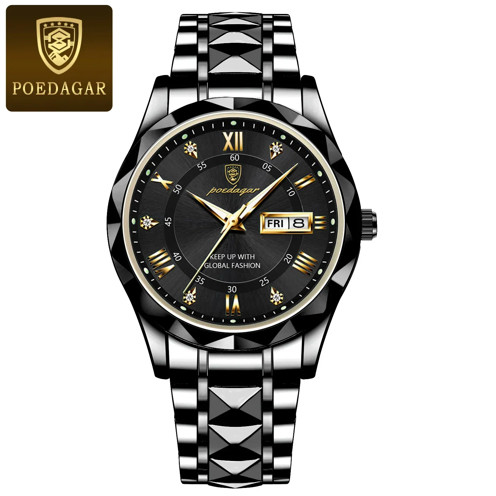 Color: Silver - POEDAGAR Top Luxury Men Quartz Watch For Men Sports Waterproof Luminous Stainless Steel Date Week Men's Watches Male Clock reloj