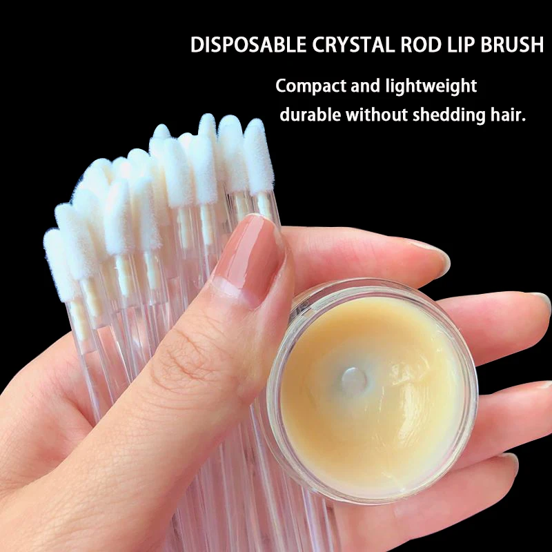 Handle Color: PURPLE - 100/300PCS Disposable Lip Brush Makeup Brushes Lipstick Applicator Wands Wholesale Eyelashes Extension Tool Beauty Accessories