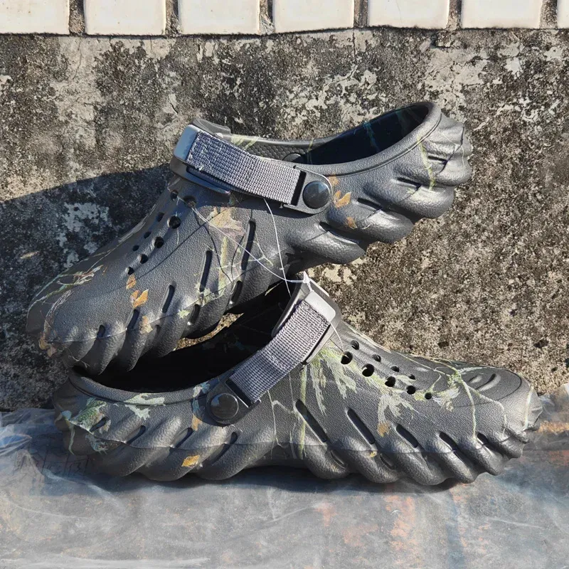 Color: Burgundy, Shoe Size: 47 - Fashion Garden Shoes Men's Clogs Slippers Sandal Flat Camouflage Sandals Male Sneakers Outdoor Flip Flops Home Clogs