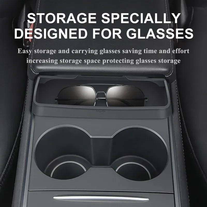 For Tesla 2023 Model 3 Model Y Central Control Armrest Glasses Pocket Accessories 2023 Glasses Case Silicon Storage Casket