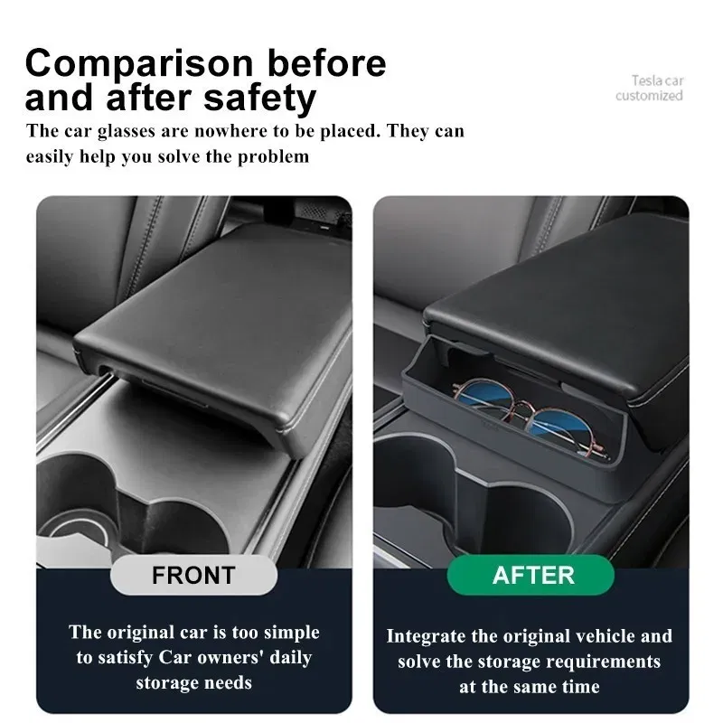 For Tesla 2023 Model 3 Model Y Central Control Armrest Glasses Pocket Accessories 2023 Glasses Case Silicon Storage Casket