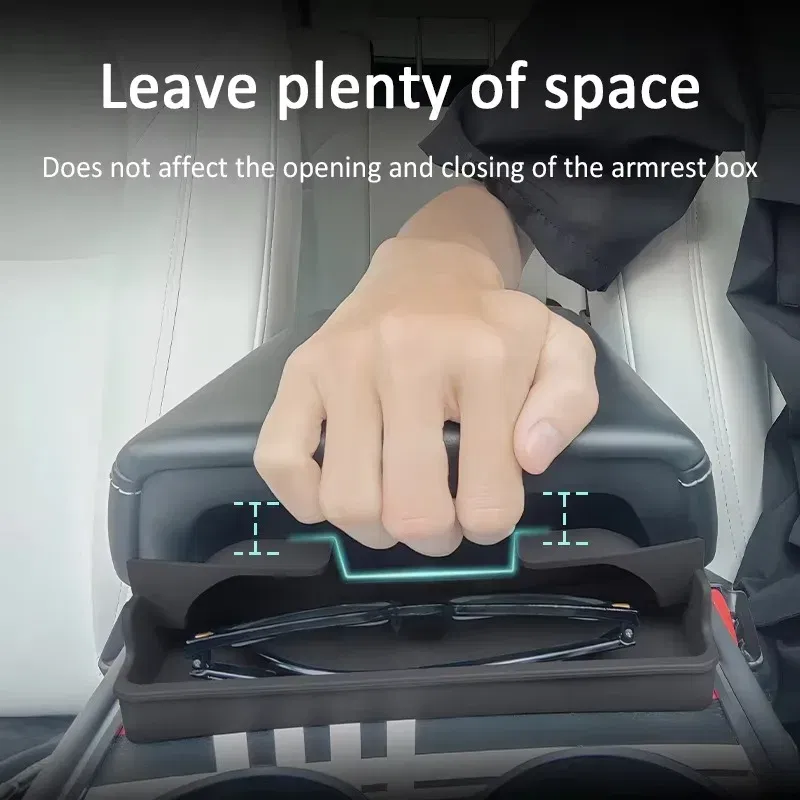For Tesla 2023 Model 3 Model Y Central Control Armrest Glasses Pocket Accessories 2023 Glasses Case Silicon Storage Casket