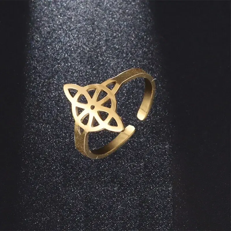 Metal color: Blue Zinc Plated - Witch Knot Cuff Stainless Steel Pagan Witchcraft Symbols Magic Knot Women\'s Good Luck Amulet Bracelet Celtic Knot Bracelet
