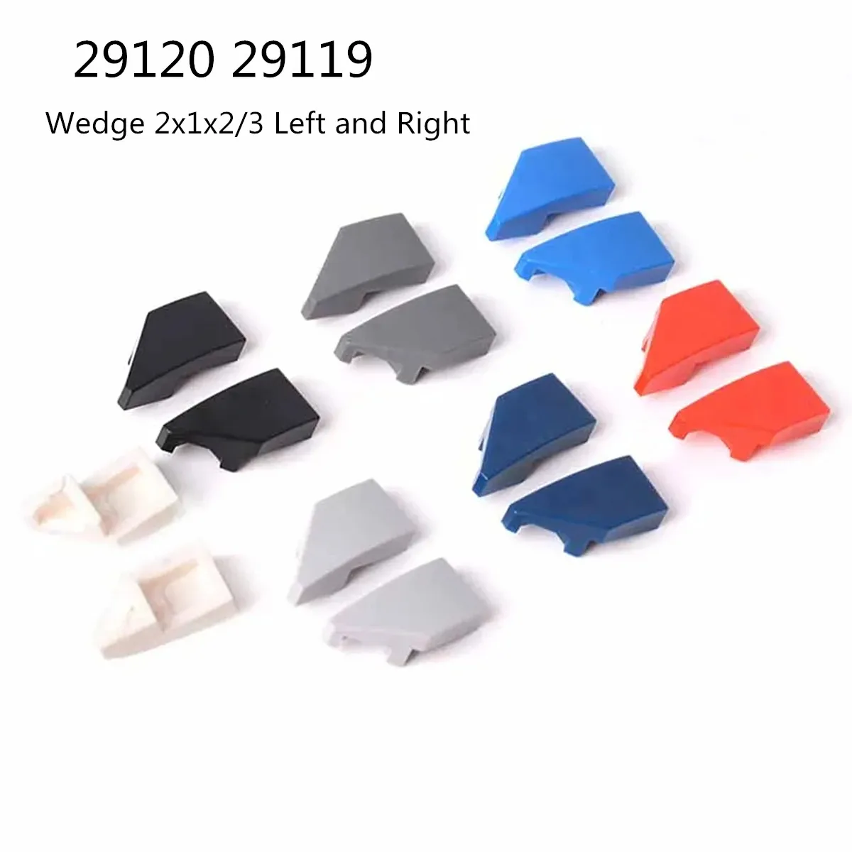 Color: black - 20 Pair Buildings Blocks 29120 29119 Wedge 2x1x2/3 Left and Right Bulk Modular GBC Toy For High-Tech MOC Set