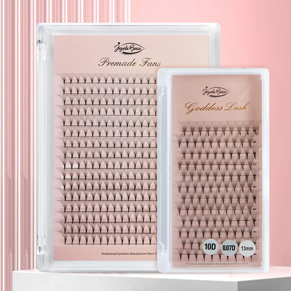 Color: Red, Curl: D, Thickness: 0.07mm, Length: 10mm, Ships From: CHINA - Goddess Premade Volume Fans 5D 6D 10D 12D 14D 16D 20D  Individual Lashes Extension Pointy Stem Russian Volume Fans 120/320 fans