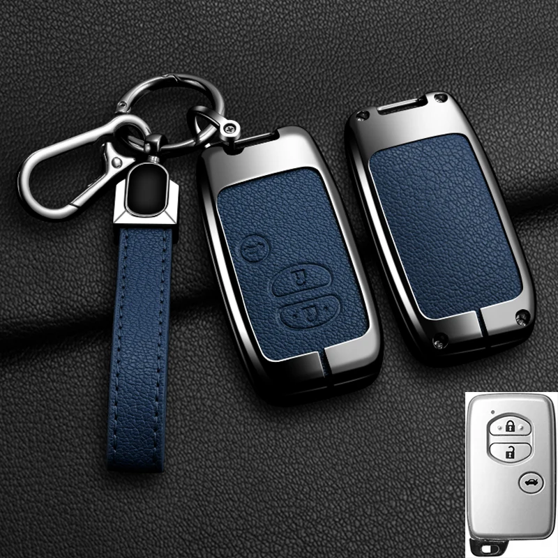 Color Name: army green - Alloy Car Key Case Cover Shell Fob For Toyota Prius 30 Alpha Aqua Land Cruiser Auris For Lexus LC 200 2012 - 2014 Parts Keychain