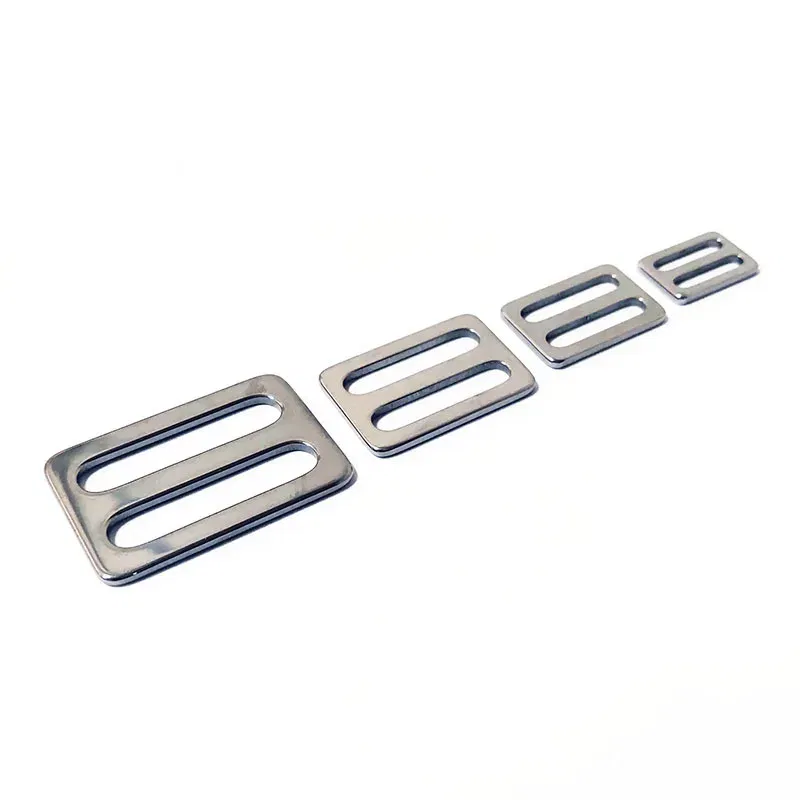 Size: 3# - Stainless Steel Tri-Glide Strap Adjuster Full Slider Square Buclke for Leather Craft Bag Shoulder Strap Belt Webbing