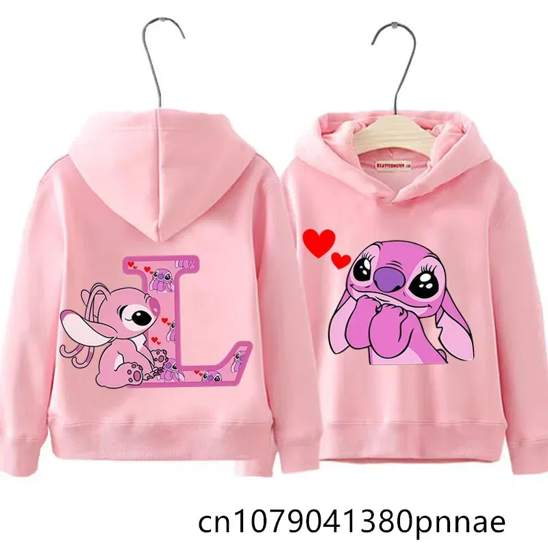 Color: Blue, Kid Size: 3M - Girls Boys Lilo and Stitch Sportswear Hoodies Casual Fashion Sweatshirts Angel Letter AZ Anime Autumn/Winter Hoodie Kids Hoodies