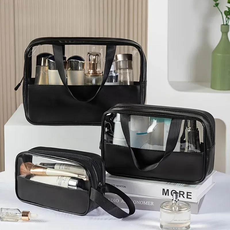 Color: green, Ships From: CHINA - 3 Pcs Portable Transparent Cosmetic Bag Set, Makeup Organizer Bags With Zipper And Handle, Fashionable Women's Travel Toiletry