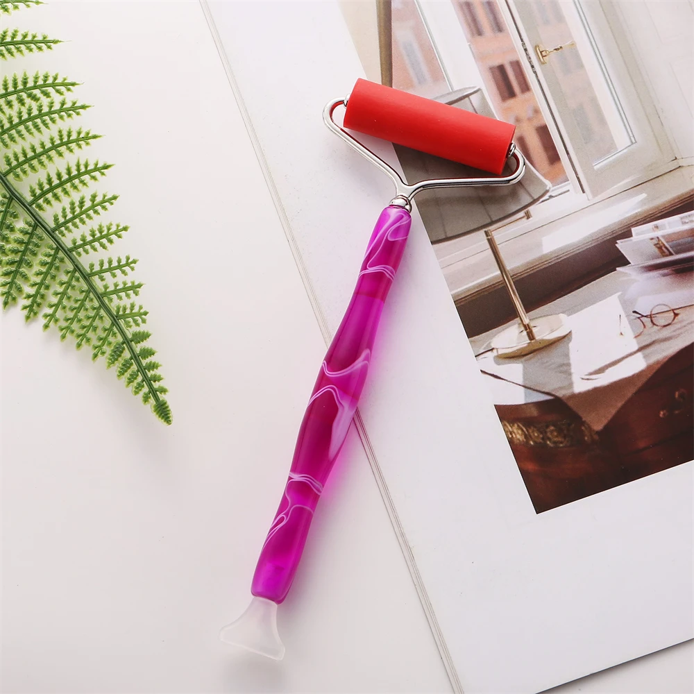 Color: Yellow - Diamond Art Painting Pen Metal Steel Rubber Roller Pens Head Multi Placer Tips Point Drill Rolling Tool Cross Stitch Accessories