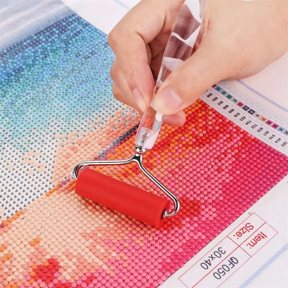 Color: Yellow - Diamond Art Painting Pen Metal Steel Rubber Roller Pens Head Multi Placer Tips Point Drill Rolling Tool Cross Stitch Accessories