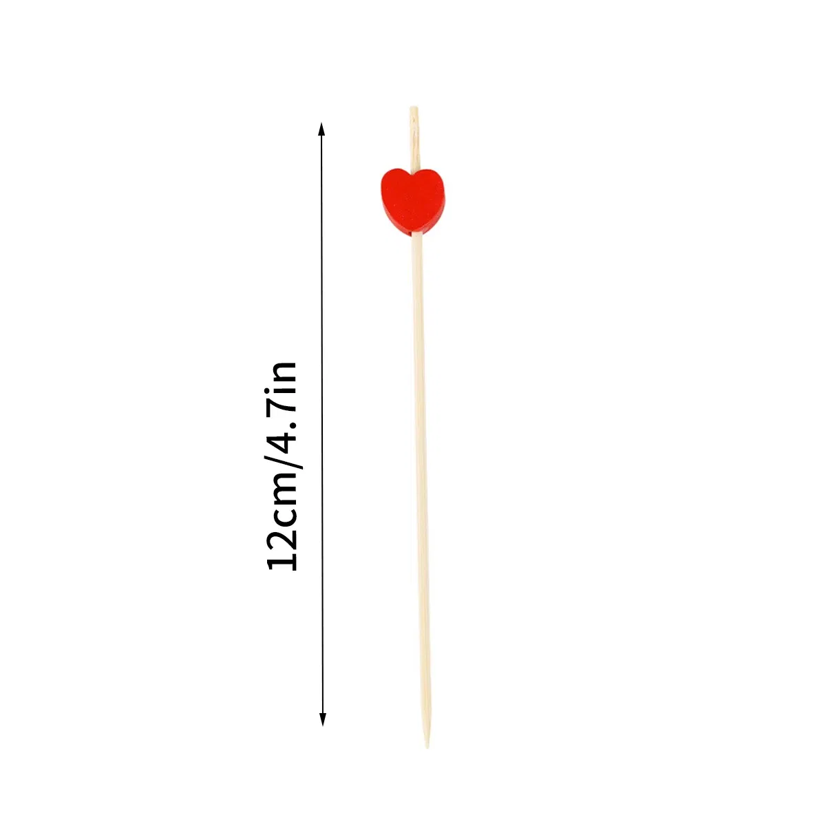 Color: Pink - 100 Pack Of 12cm Love Fruit Skewers Disposable Platters Sushi Burgers Cocktails Snacks Bamboo Skewers