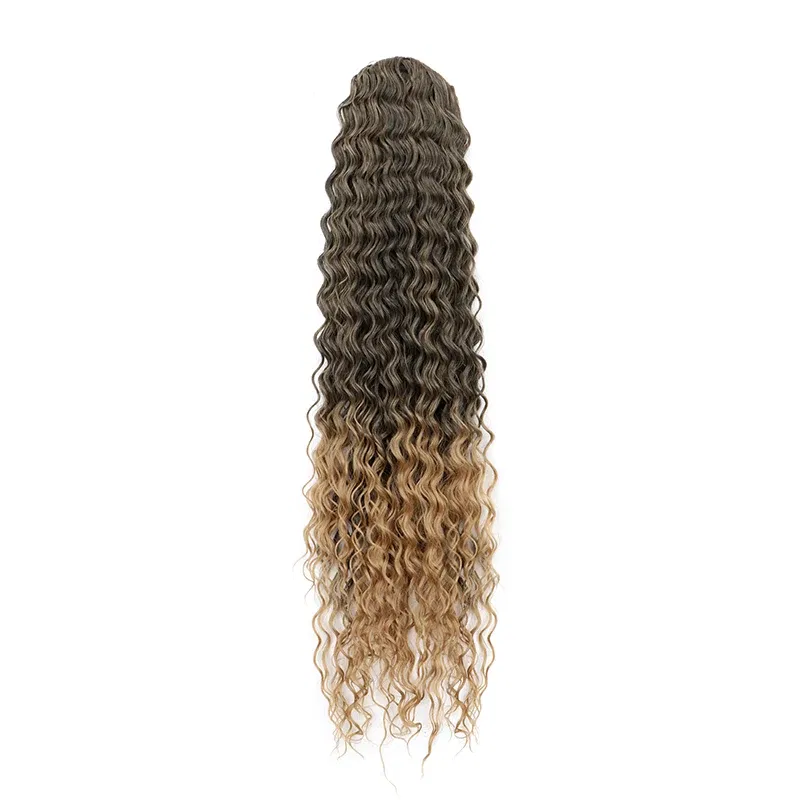 Color: 4/30HL - Synthetic Long 22Inch Kinky Curly Ponytail Extensions Clip in Drawstring Ponytail Wig Afro Pony Tail Women Hairpiece