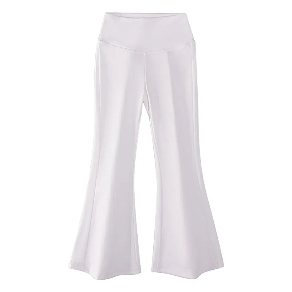Color: Beige, Size: 100cm - Stylish Children High Waisted Slimming Comfortable Bootcut Leggings Suitable Girls Spring and Autumn Wardrobe with Flared Edge