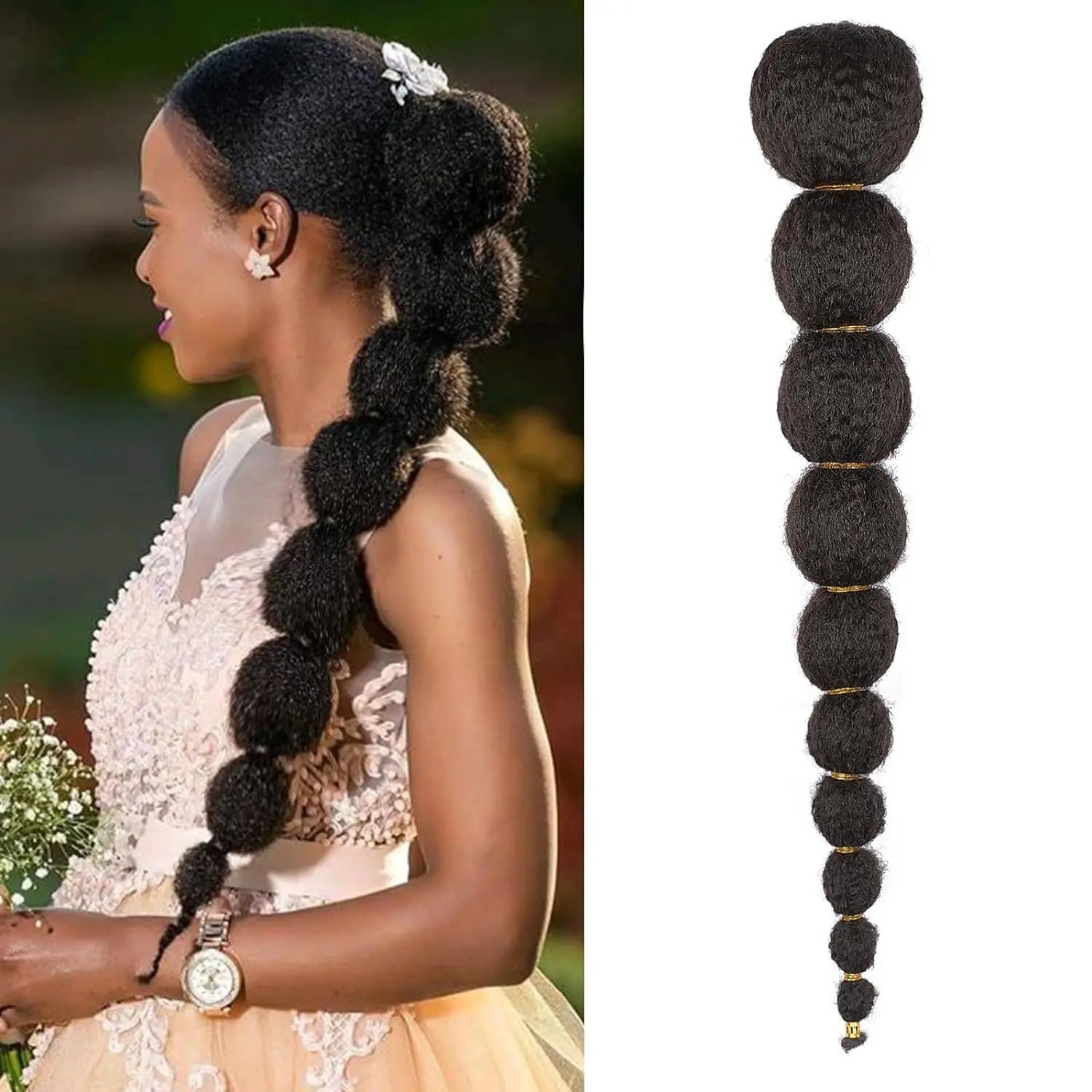 Color: #1B, Stretched Length: 18inches - Kinky Afro Puff Ponytail Extension for Black Women 18/24 Inch Long Lantern Bubble Drawstring False Pigtail Synthetic Hair Piece
