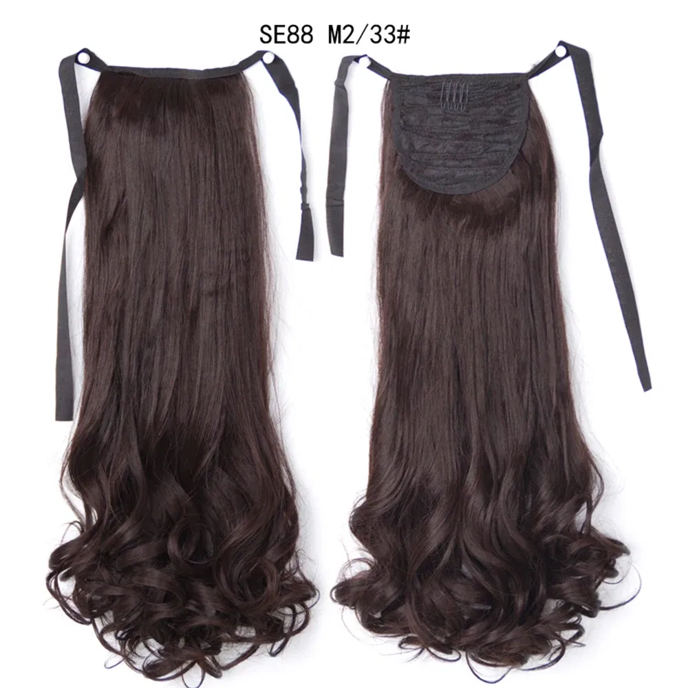 Color: #14 - LINWAN Synthetic Long Straight Wrap Around Clip In Ponytail Hair Extension Heat Reistan Pony Tail Fake Hair