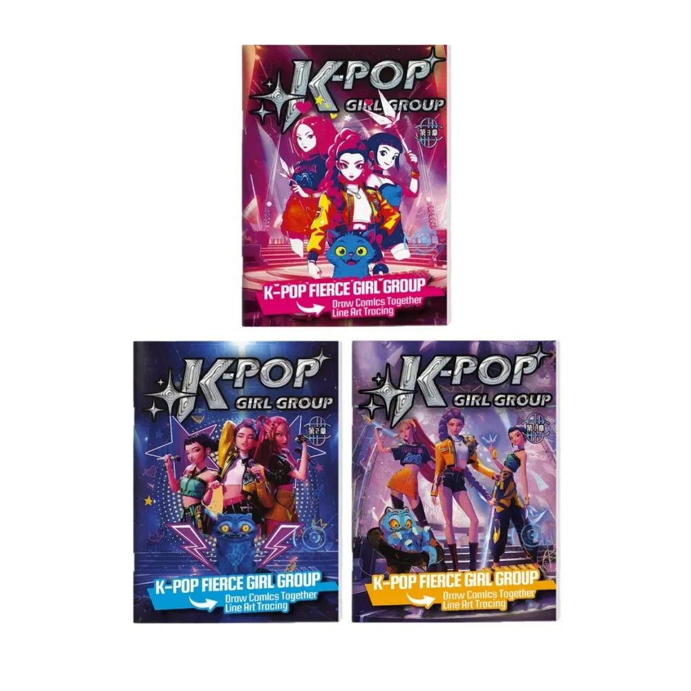 Color: Light Grey - KPop Demon Hunter Coloring Books Anime Cartoon Line Drawing Children's Sketch Picture Book Kid's Birthday Gift / Christmas Gift