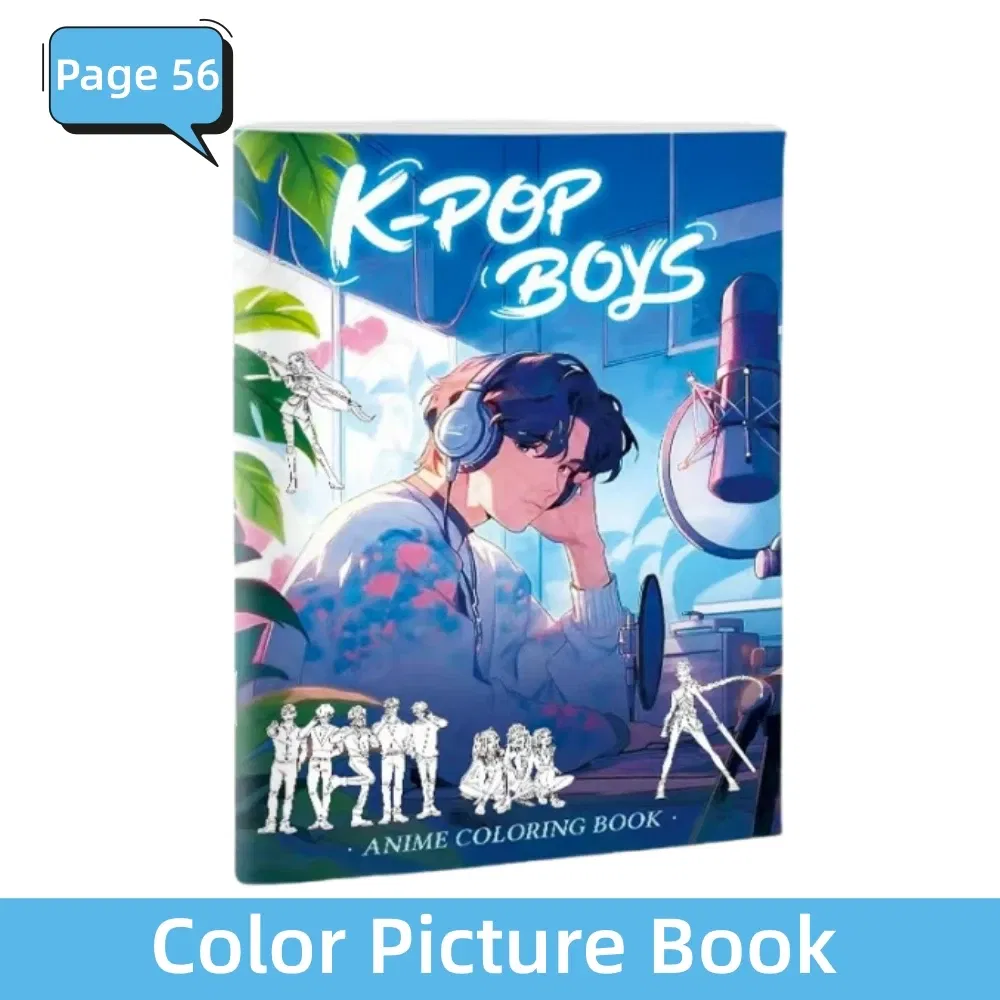Color: Light Grey - KPop Demon Hunter Coloring Books Anime Cartoon Line Drawing Children's Sketch Picture Book Kid's Birthday Gift / Christmas Gift