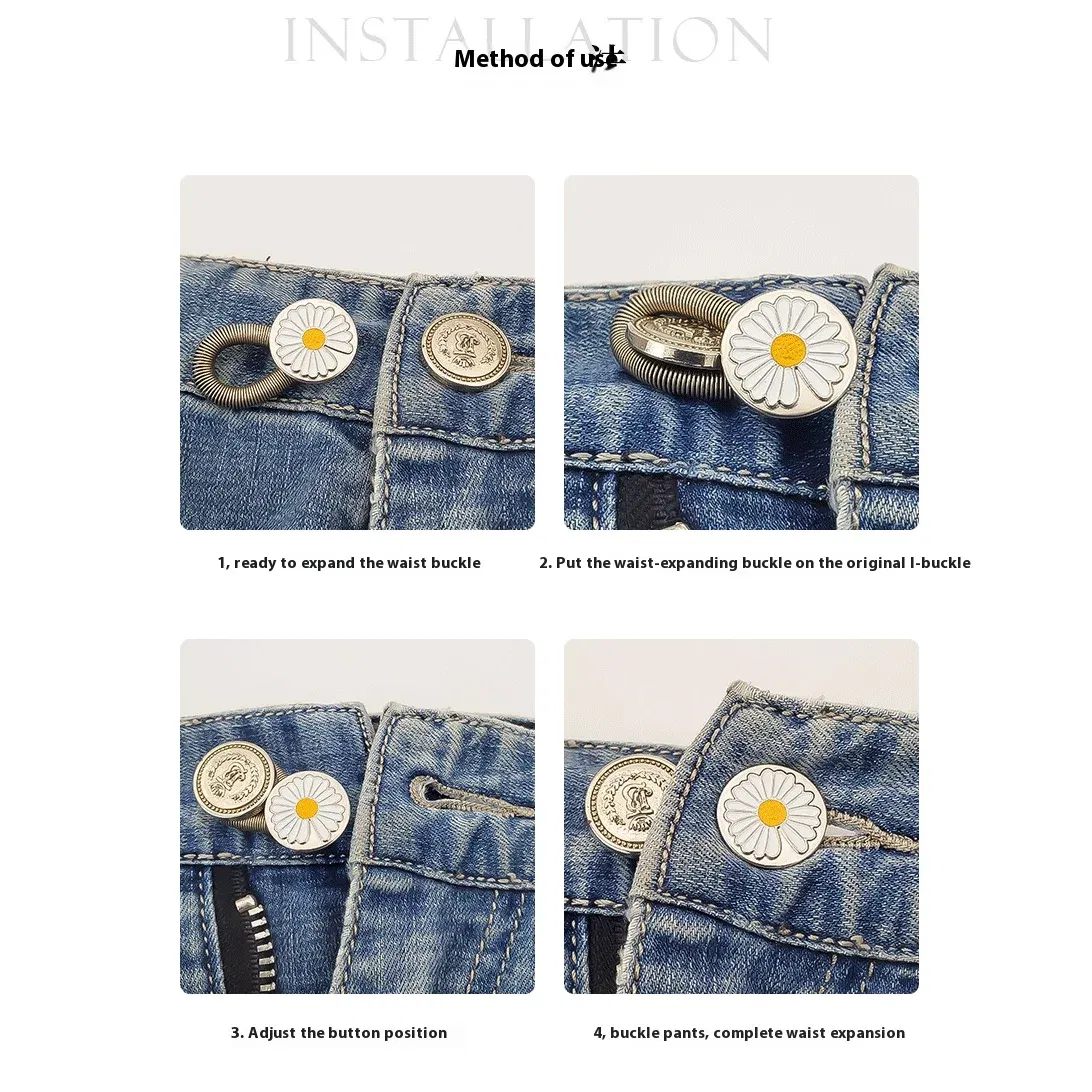 1/4/8pcs Detachable Jeans Waist Adjustment Buckle Metal Button Extender for DIY Pants Jeans Free Sewing Waist Extenders Buttons