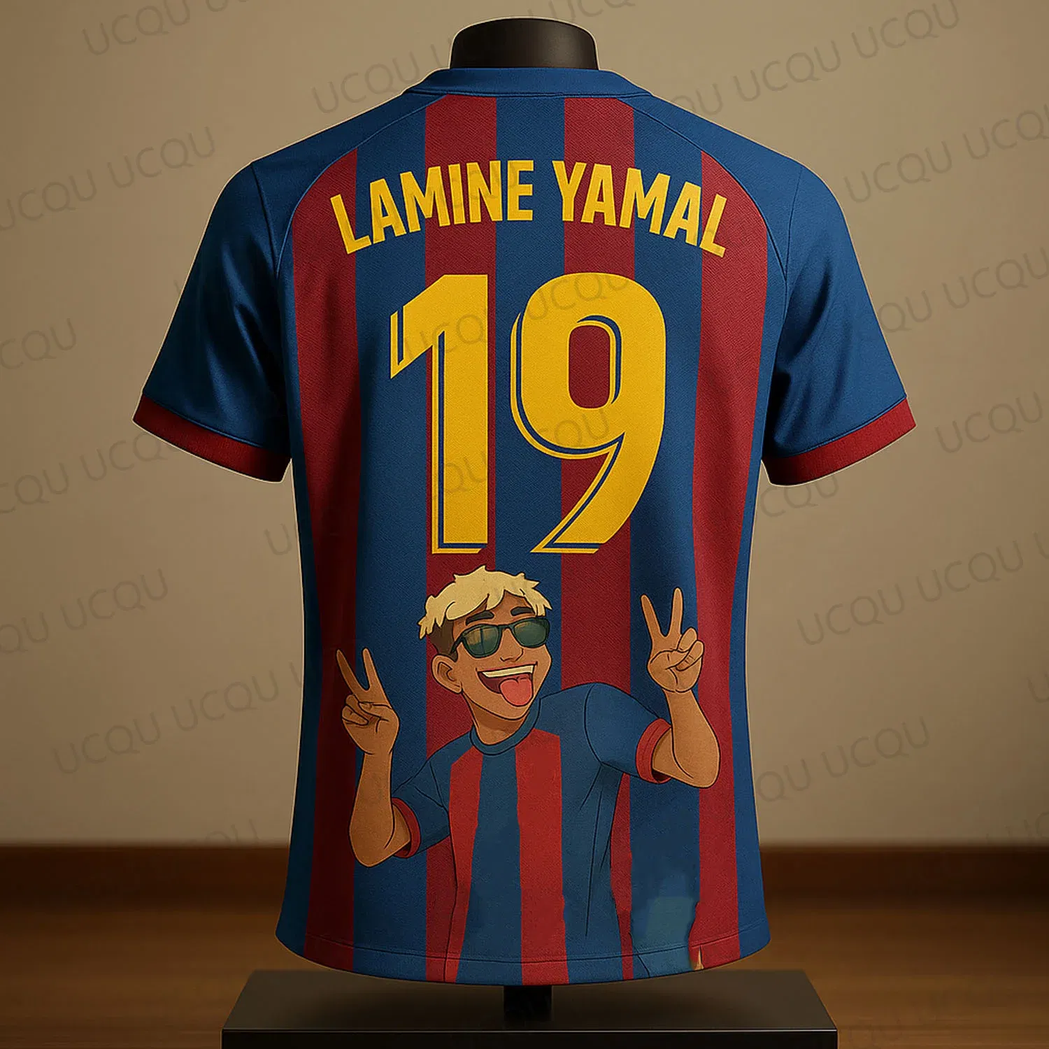 Color: Beige, Kid Size: 24M - Lamine Yamal #19 Cartoon Football Jersey 3D Printed Shirt Fanwear Limited Edition Streetwear Style