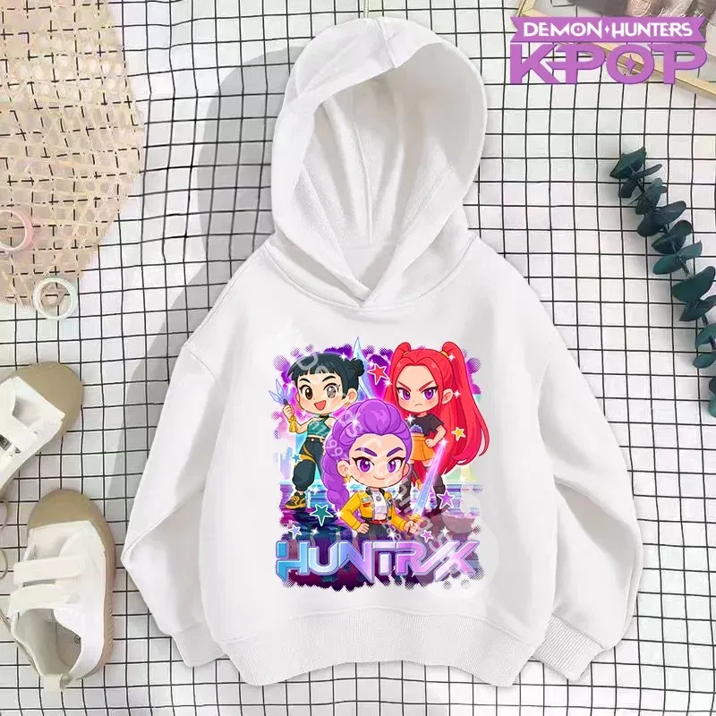 Color: PURPLE, Kid Size: 12T - 2025 KPop Demon Hunters Hoodie Fashion Rumi Sweatshirt Pullover Cute Long Sleeve Autumn Boys Girls Cartoon Y2K Hoody Sportswear
