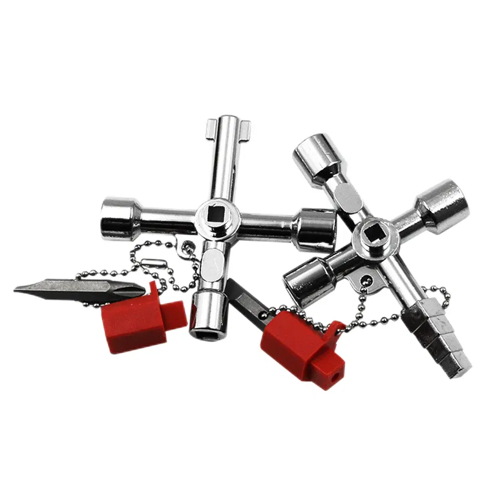 Color: Yellow - Electric Cabinet Car Elevator Cross Key Wrench Water Meter Valve Key Internal Triangle Wrench Multi-purpose Tool Portable