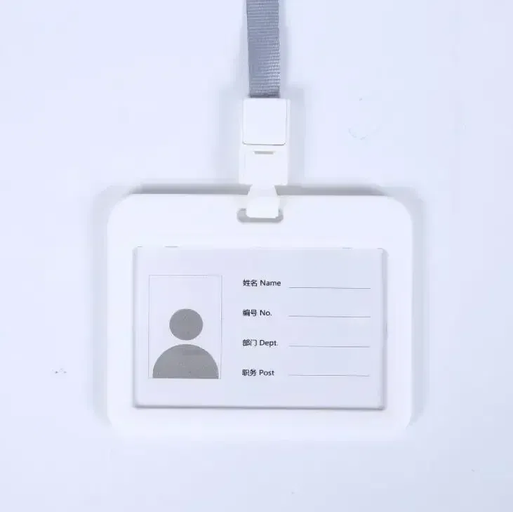 Color: Light Black - Unisex Colorful Employee Id Case with Lanyard Double Side Id Credit Card Holder Access Bus Card Case Badge Holder Card Sleeve