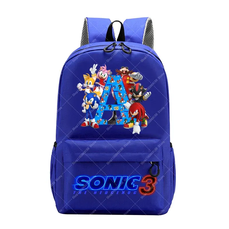 Color: black, Size: 12" - Sonics Children Cartoon Schoolbag Kids Anime Cute Backpack Boy Fashion Knapsack Student Casual Shoulders Book Bag Xmas Gift 2025