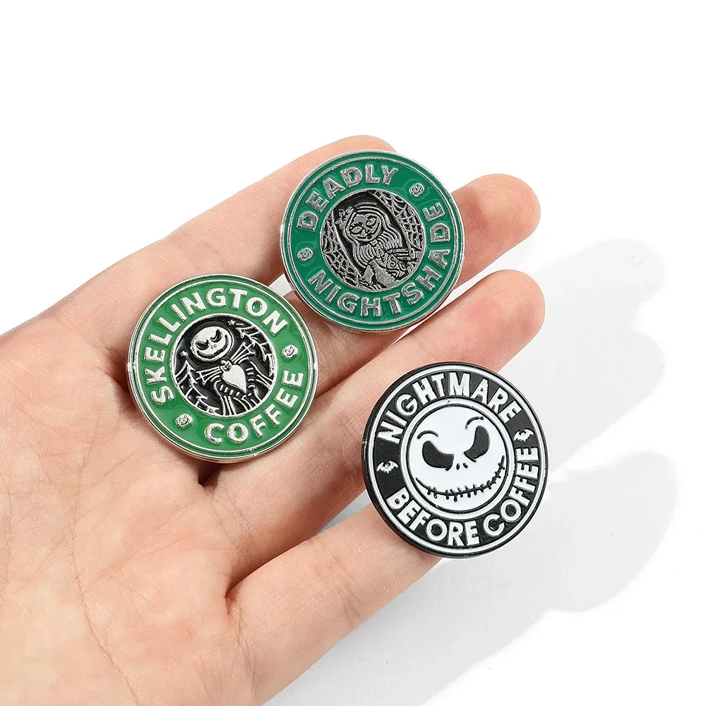 Metal color: Light Yellow Color, Ships From: CHINA - Disney The Nightmare Before Christmas Enamel Pin Cartoon Figure Sally Jack Skellington Metal Badge Brooch Kawaii Accessories