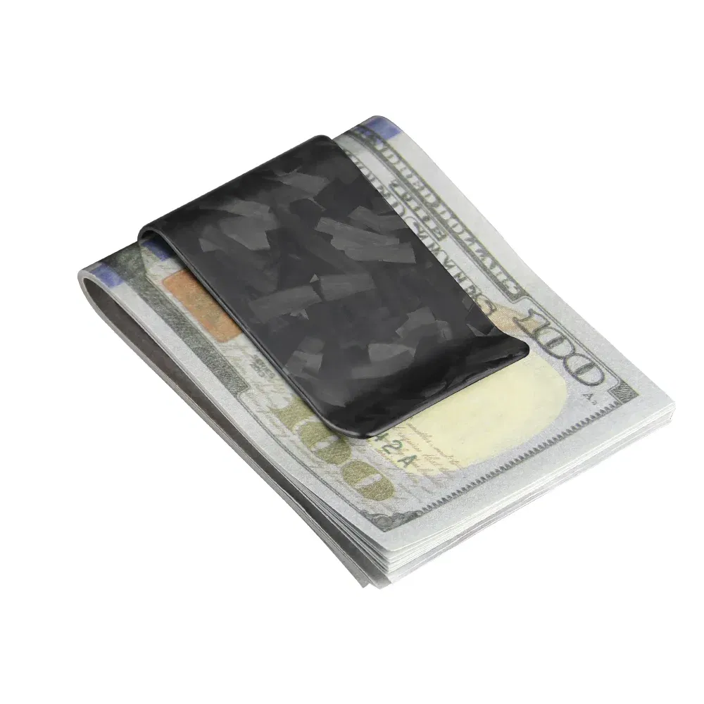 Color: GRAY - High Quality Real Carbon Fiber Money Clip Slim Front Pocket Wallet Up To 50 Bills Minimalist Wallet For Men Gift