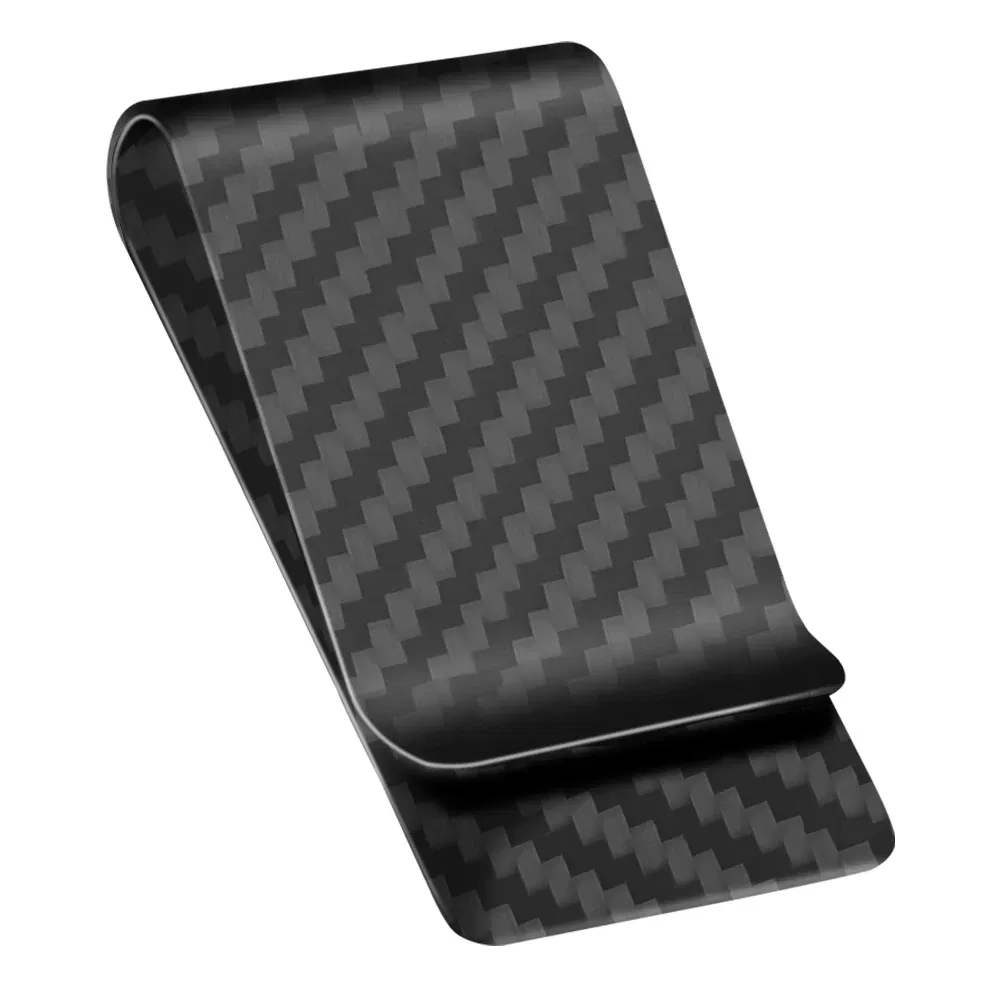 Color: GRAY - High Quality Real Carbon Fiber Money Clip Slim Front Pocket Wallet Up To 50 Bills Minimalist Wallet For Men Gift