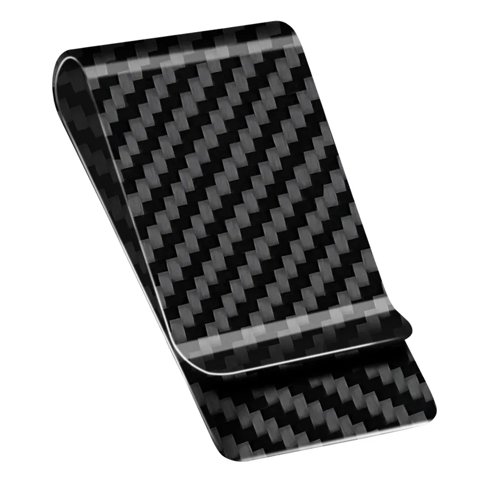 Color: GRAY - High Quality Real Carbon Fiber Money Clip Slim Front Pocket Wallet Up To 50 Bills Minimalist Wallet For Men Gift