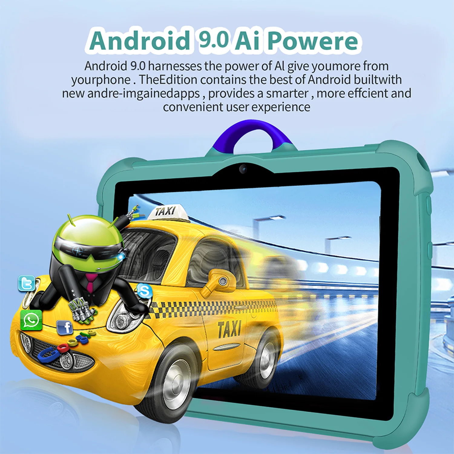 Color: Yellow, Bundle: Bundle 1 - New 7 Inch Google Learning Education Games Kids' tablet Quad Core 4GB RAM 64GB ROM 5G WiFi Tablets Cheap Simple Children's Gifts