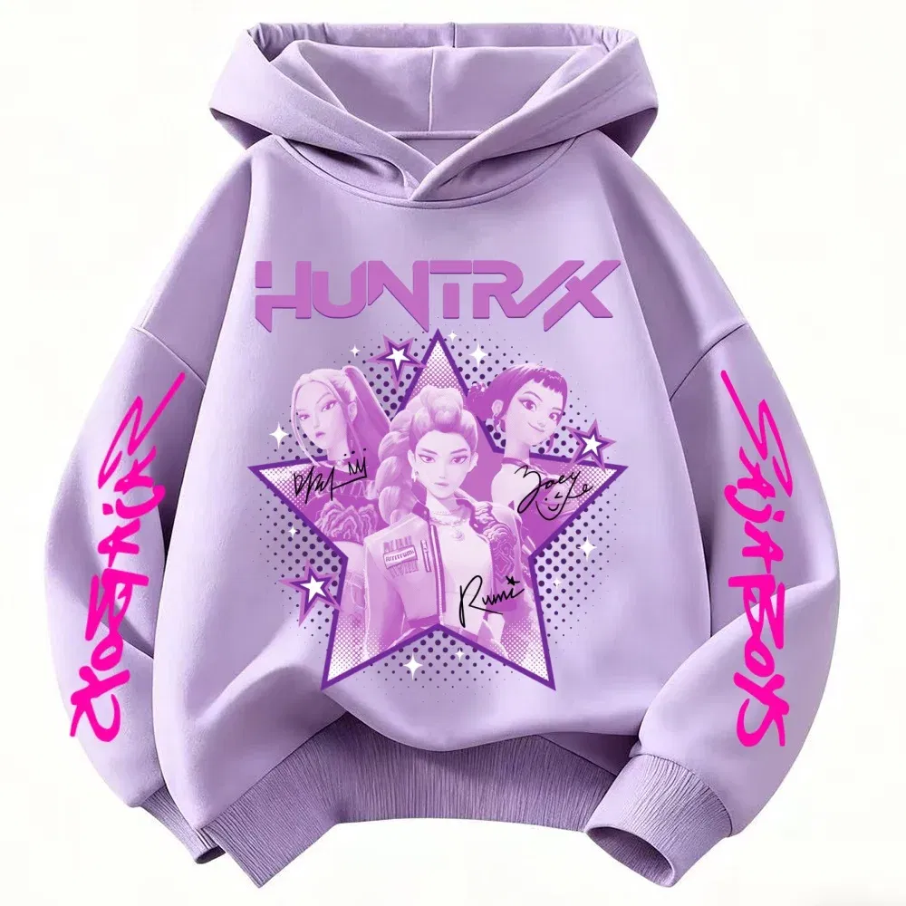 Color: WHITE, Kid Size: 3T - KPop Demon Hunter Huntrix Children's Sweatshirt Autumn New Boys Girls Fashion Street Pullover Children's Clothing