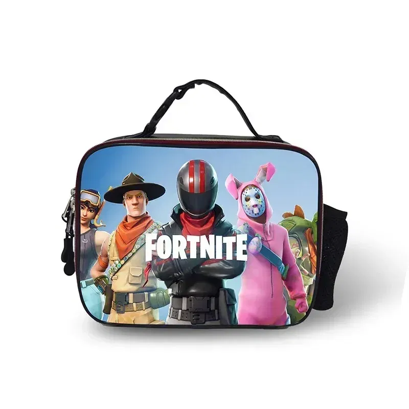 Color: WHITE - Fortnite Leather Thermal Insulated Lunch Bag Insulated Bento Bag Meal Container Insulated