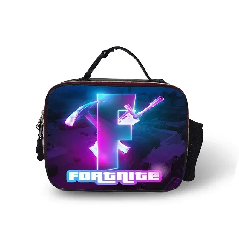 Color: WHITE - Fortnite Leather Thermal Insulated Lunch Bag Insulated Bento Bag Meal Container Insulated