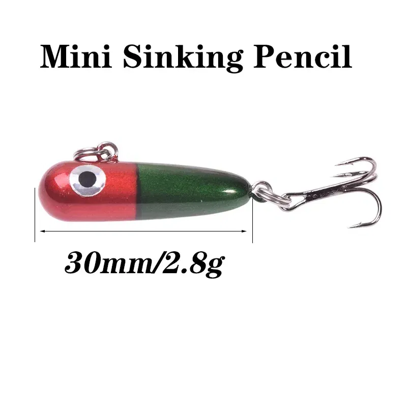 Color: Red - 1 Pc Sinking Pencil Fishing Lure 3cm 2.8g Miniature Jigs Wobblers Plastic Artificial Hard Bait for Bass Trout Fishing Tackle