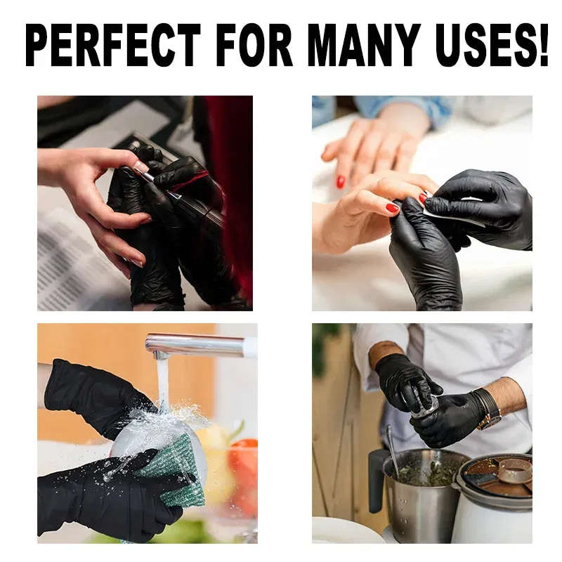 Color: black, Size: M - 20/50/100PCS Disposable Black Nitrile Gloves for Household Use Latex Free Powder Free Cleaning Gloves Tattoo Hairdressing Tools
