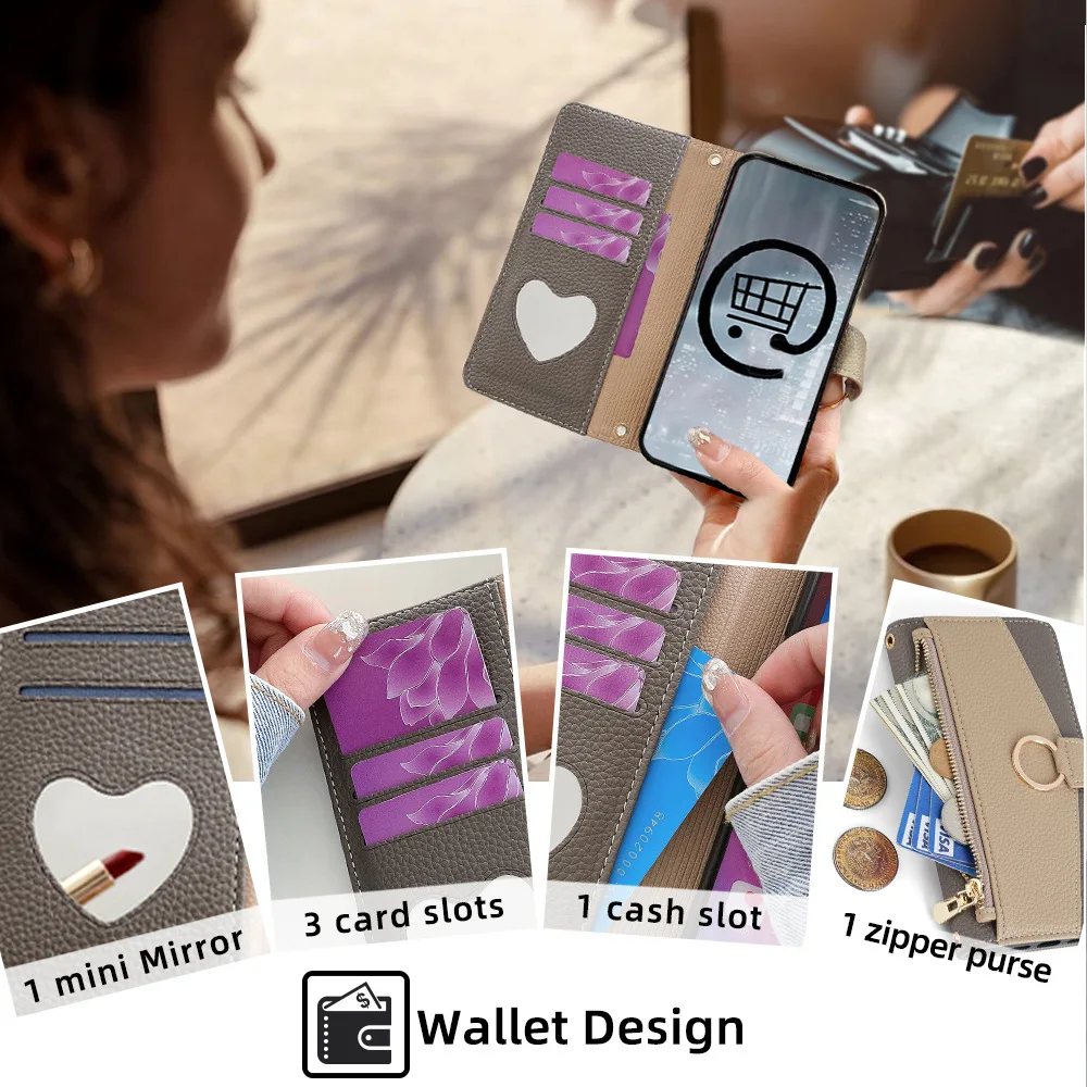 Color: Dark Blue, Compatibility by Model: Galaxy A06 - Leather Phone Case for SAMSUNG Galaxy A05 A06 A16 A15 A36 A56 A26 5G  Crossbody Wallet Case Flip Mirror Cover with Long Lanyard