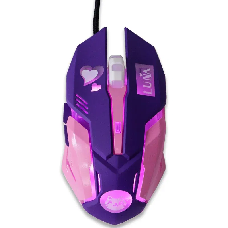 Color: black - 2400DPI Gaming Mouse Color Backlit Silent Mouse USB Wired Gaming Mouse Pink Computer Professional for Lol Data Laptop
