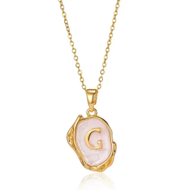 Metal Color: Blue Zinc, Length: 40cm - Y2K Stainless Steels Drip Oil 26 Letter Necklaces for Women Men Alphabet A-Z Initials Pendant Necklace Aesthetic Jewelry Gift