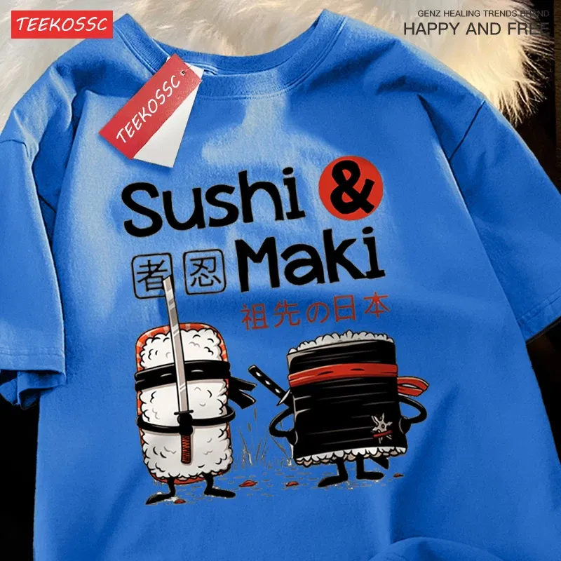 Color: Pink, Size: S - Theduc Sushi And Sushi Printing Men Women Tshirt Cotton T-Shirts Loose T Shirt Crewneck Loose Tops Fashion Clothes Unisex